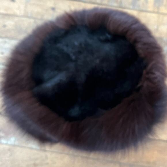 Vintage Women\'s Russian Style Brown & Black Real Fur Hat